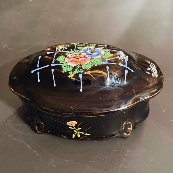 Tashiro Shoten Japanese Blackware Trinket Box - Picture 1 of 9